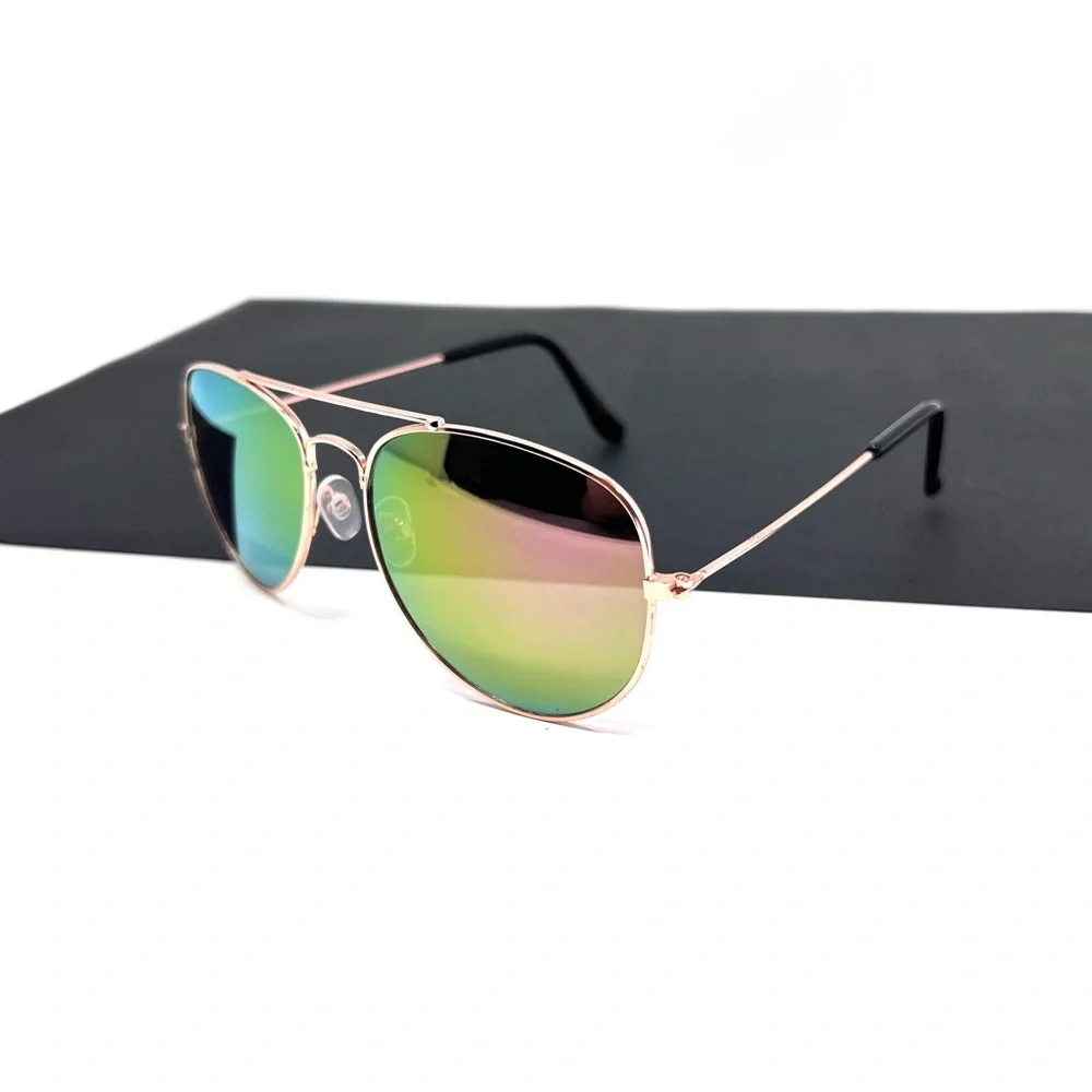 Girls Rose Gold Aviator Sunglasses mirrored lenses